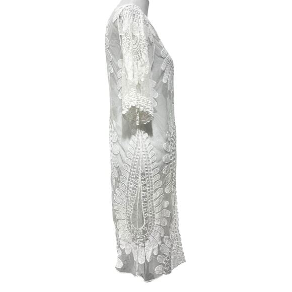 Rebellion Sheer Lace Kimono Duster Boho Festival Mesh Cover Up Womens Size Small - Picture 7 of 9